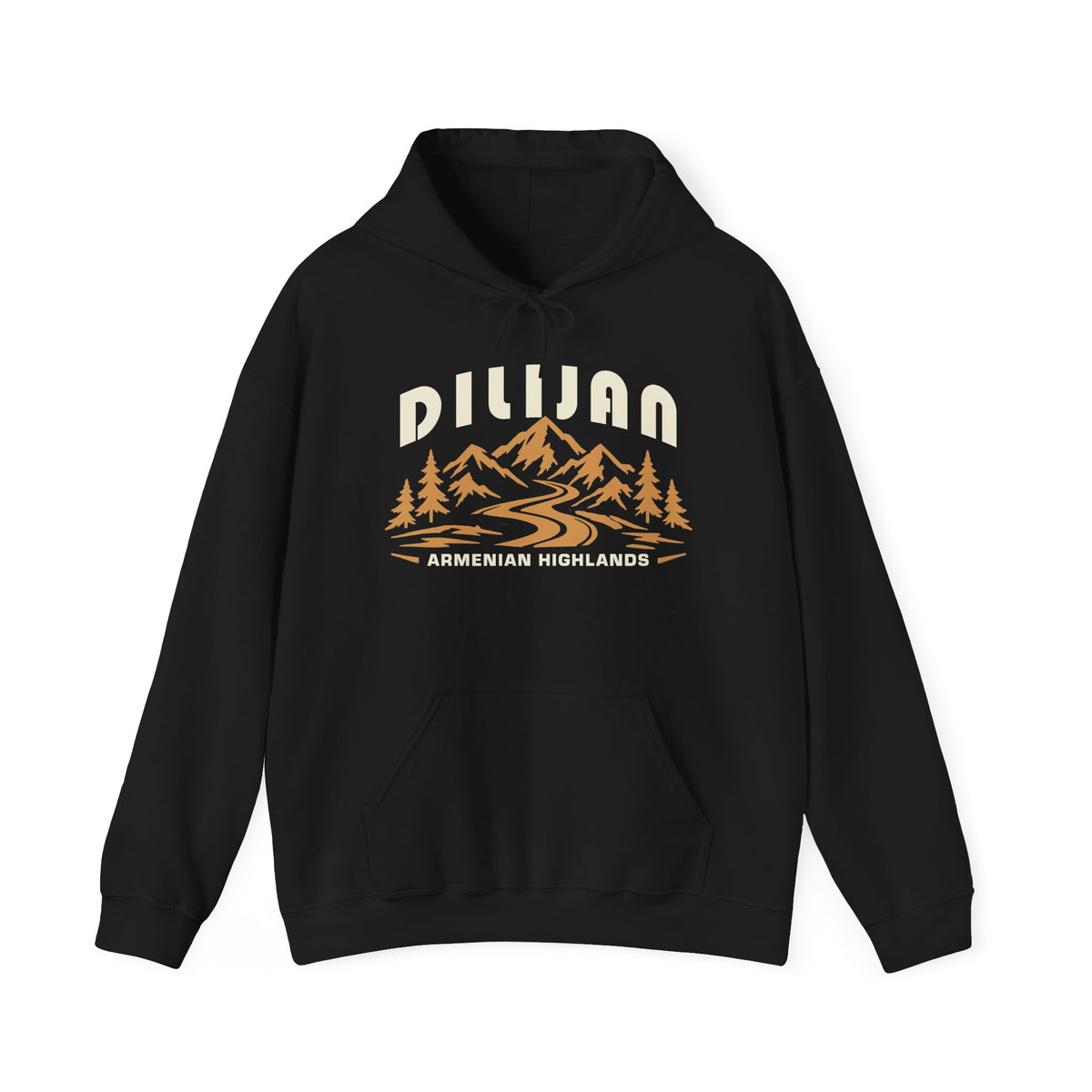 Dilijan Armenian Highlands Hoodie — Vintage Mountain Landscape Pullover