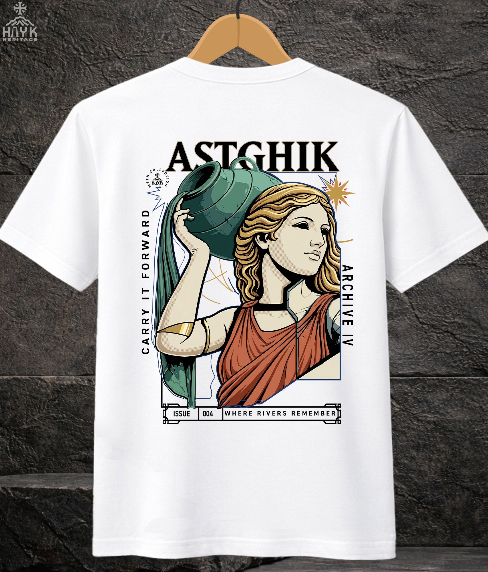 Astghik Archive IV "Where Rivers Remember" — Armenian goddess graphic tee | Hayk Heritage