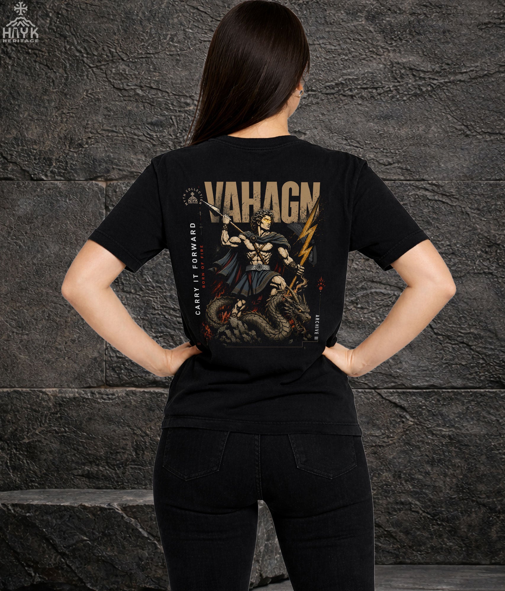 Vahagn Armenian t-shirt — dragon-slayer god of fire, Archive III | Hayk Heritage