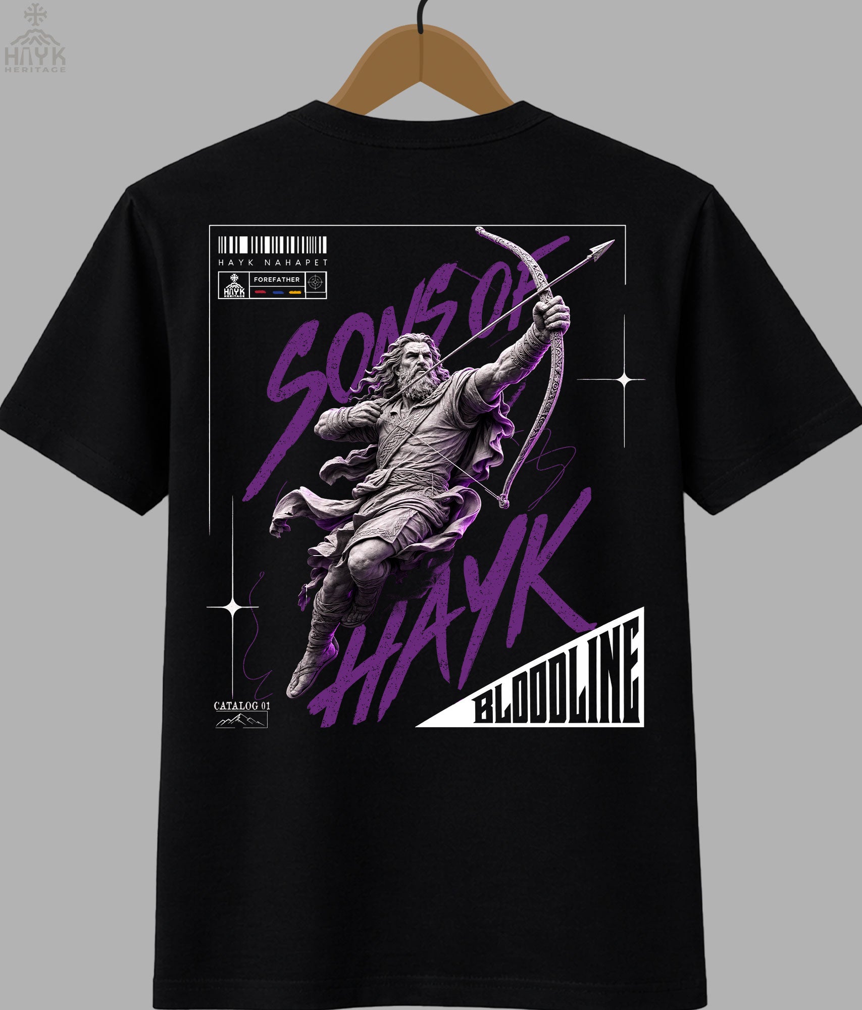 Sons of Hayk tee by Hayk Heritage, Armenian lineage design on black cotton