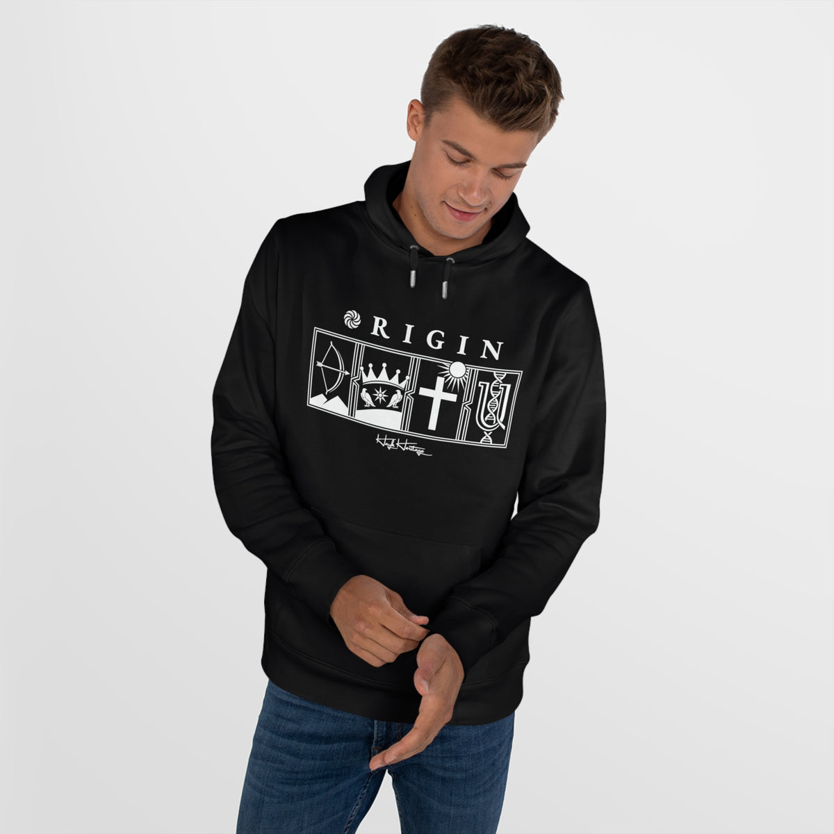 ORIGIN Armenian heritage hoodie by Hayk Heritage, signed Hayk Heritage beneath the print