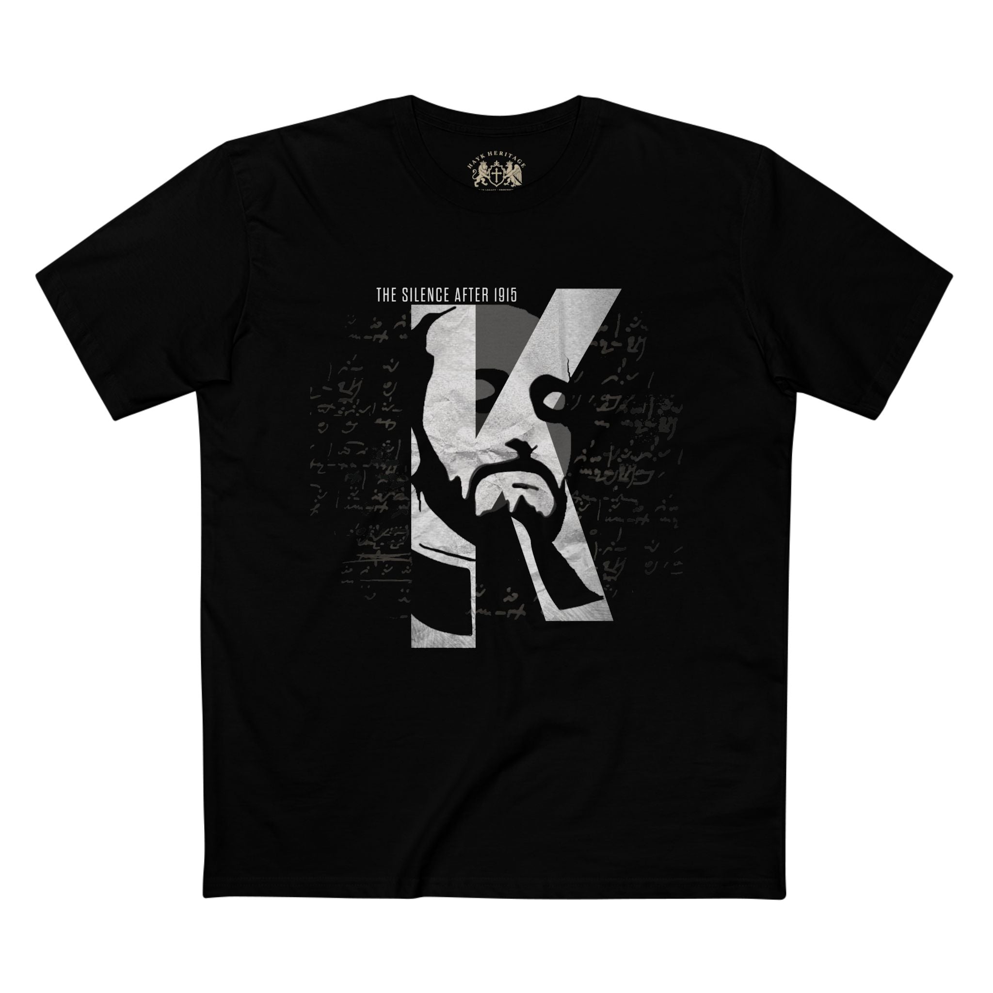 Komitas Armenian heritage graphic tee | Front view K letterform design | 180 GSM cotton