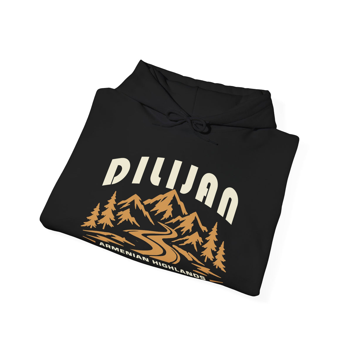 Dilijan Armenian Highlands Hoodie — Vintage Mountain Landscape Pullover