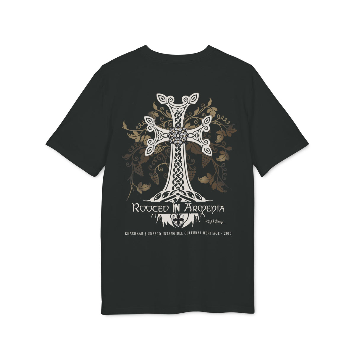 Khachkar Armenian heritage t-shirt by Hayk Heritage, EU fit detail