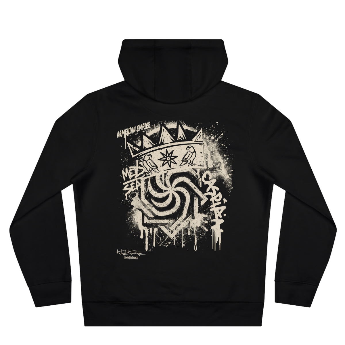 Tigran the Great hoodie by Hayk Heritage, Med Sea to Caspian lettering detail