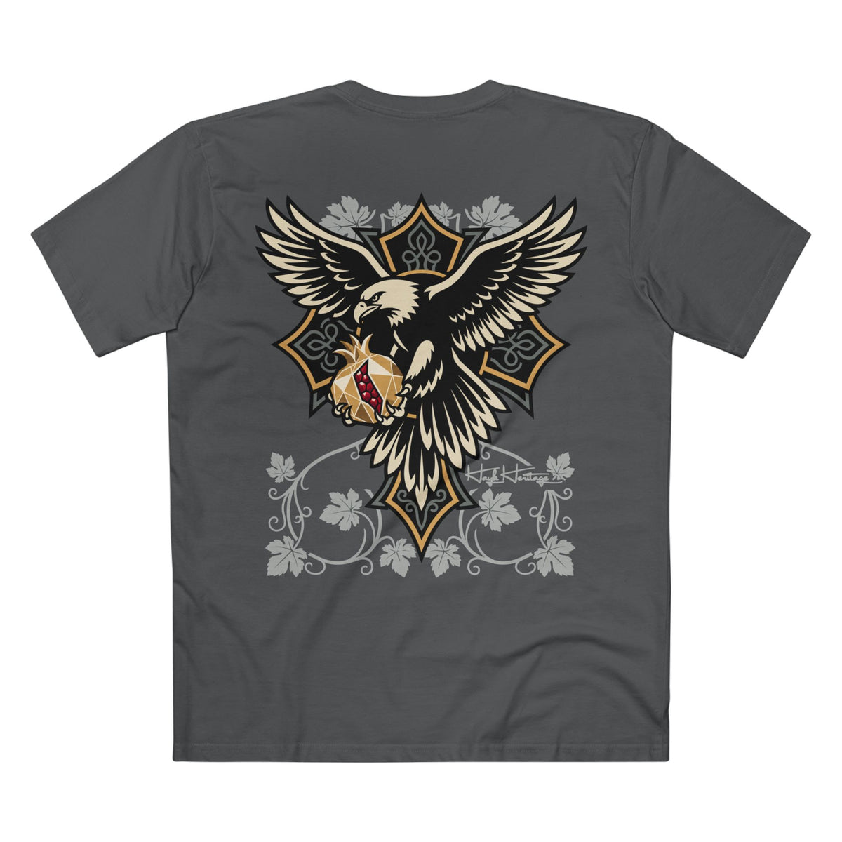 Armenian eagle and pomegranate t-shirt by Hayk Heritage, EU fit detail