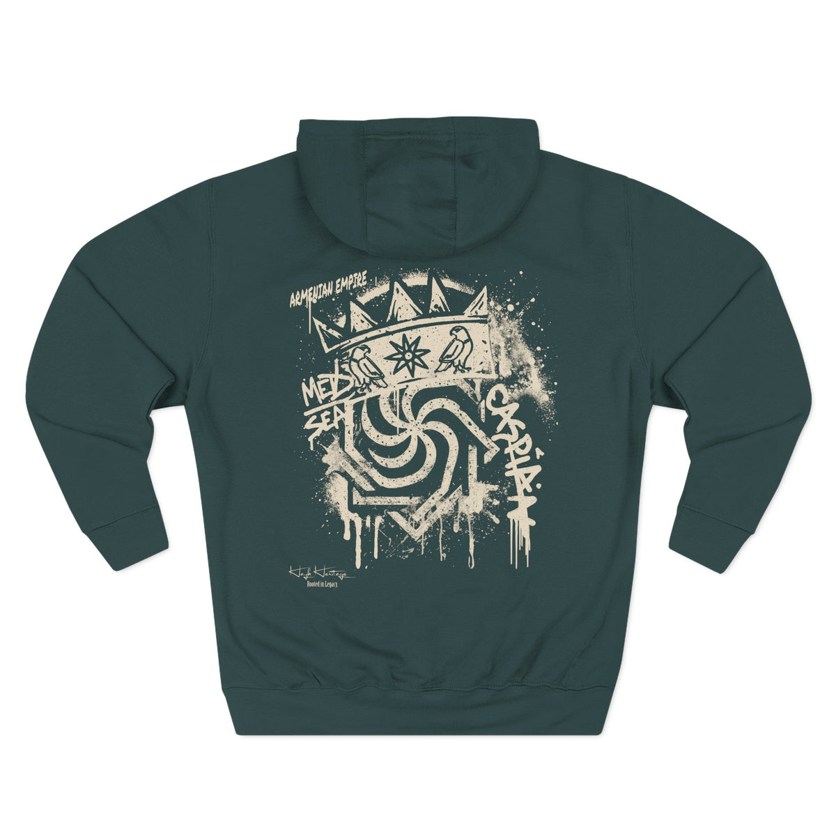 Hayk Heritage Tigran the Great hoodie, mountains stars and twin eagles graphic