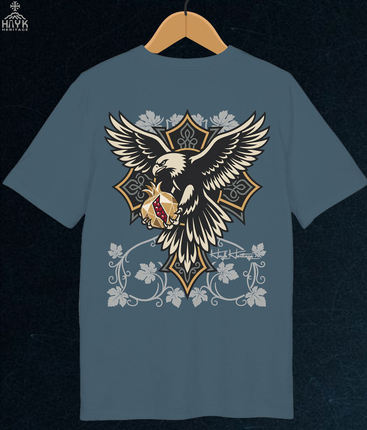 Hayk Heritage Carried Forward t-shirt, Armenian eagle and pomegranate print