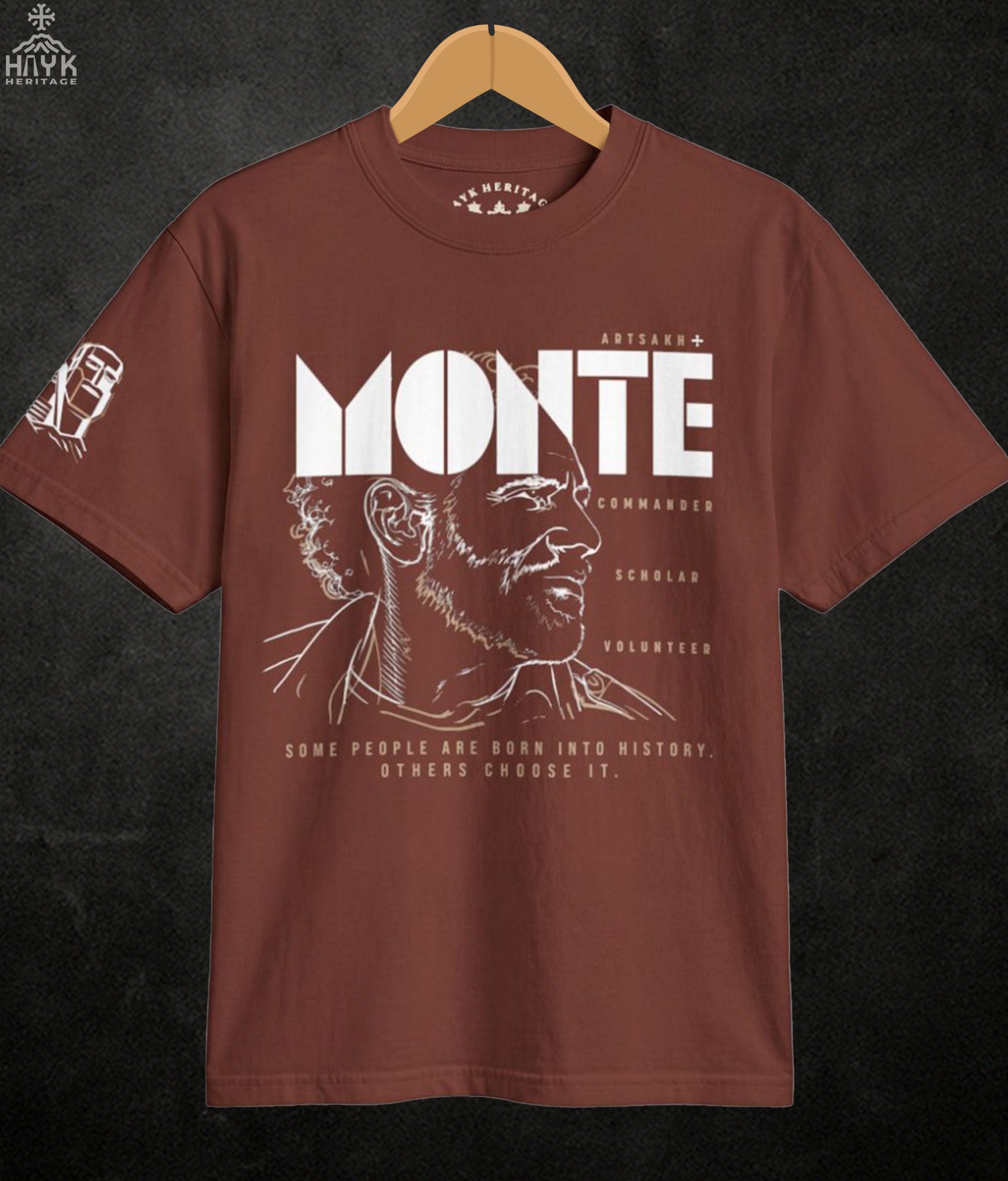 Monte Melkonian Armenian t-shirt in brown colorway